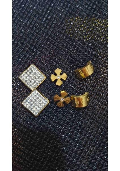 Kadın Gold 6lı Zırkontaslı Yarım Halka Kupe fiyatları