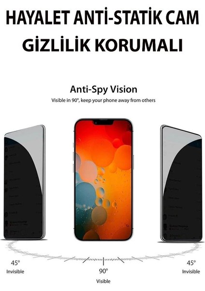 Apple iPhone 15 Pro Max Uyumlu Hayalet Anti-Statik Cam Ekran Koruyucu Gizlilik Korumalı