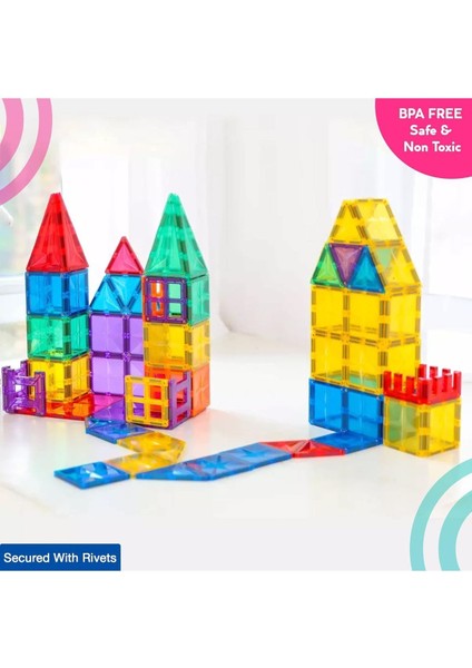 Magnescape Magnetic Tiles Mıknatıslı 3D Yapı Oyuncağı Seti - 48 Parça