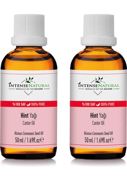 Intense Natural Hint Yağı Soğuk Sıkım 50 ml x 2 %100 Saf ve Doğal Castor Carrier Oil