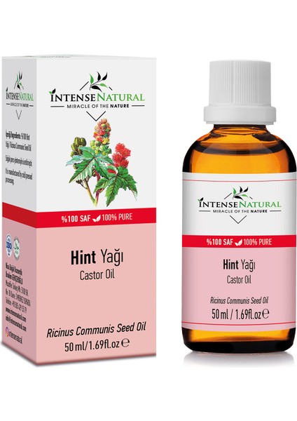 Intense Natural Hint Yağı Soğuk Sıkım 50 ml x 2 %100 Saf ve Doğal Castor Carrier Oil