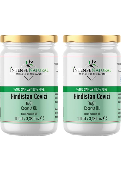 Hindistan Cevizi Yağı Soğuk Sıkım 100 ml x 2 %100 Saf ve Doğal Coconut Oil