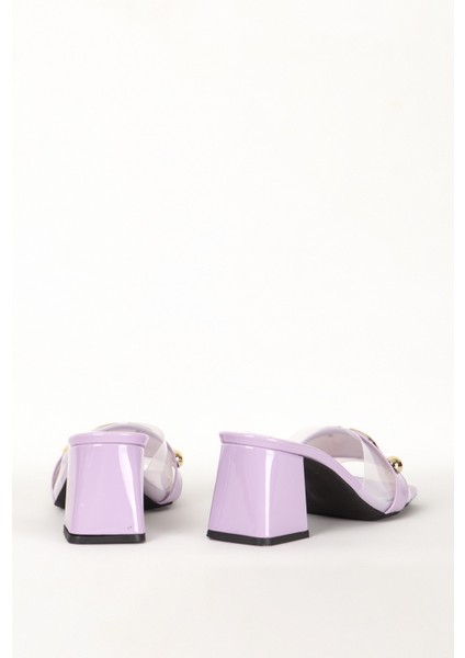 Kadın Kalın Kare Topuklu Şık Terlik Gj 757 Lila modelleri