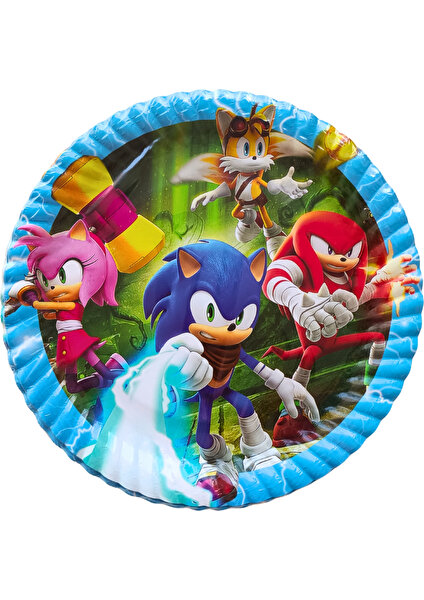 Ngüzel Party Sonic Temalı Doğum Günü 8 Adet Karton Tabak + 8 Adet Karton Bardak Seti