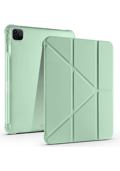 Apple iPad Pro 11 Inç 4.nesil M2 2022 Uyumlu Kılıf Üçgen Katlanabilir Kalem Şarj Bölmeli Kılıf
