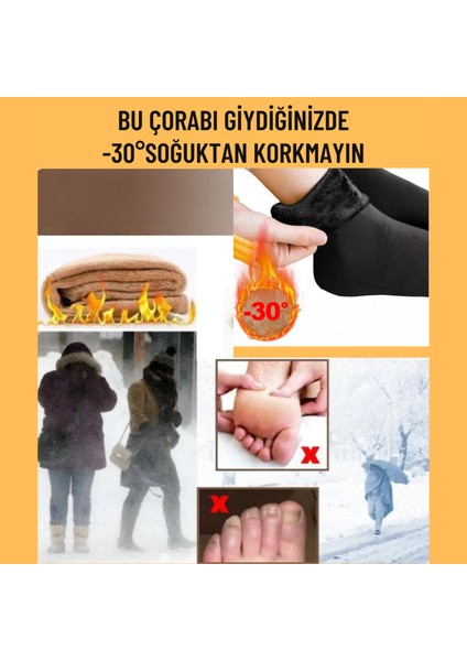 Kadın Içi Peluşlu Çorap Siyah Kalın Kışlık Termal Polar Çorap Içi Polarlı Peluş Çorap