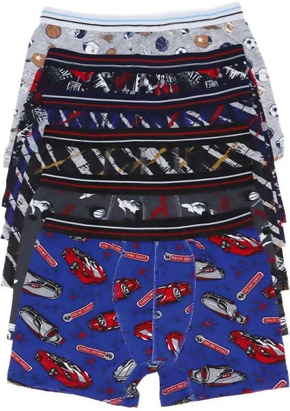 6 Adet Erkek Çocuk Desenli Boxer 505