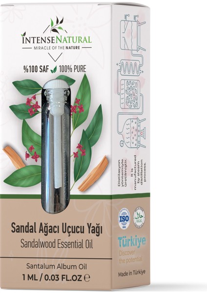 Intense Natural Sandal Ağacı Uçucu Yağı 1 ml %100 Saf ve Doğal Sandalwood Essential Oil