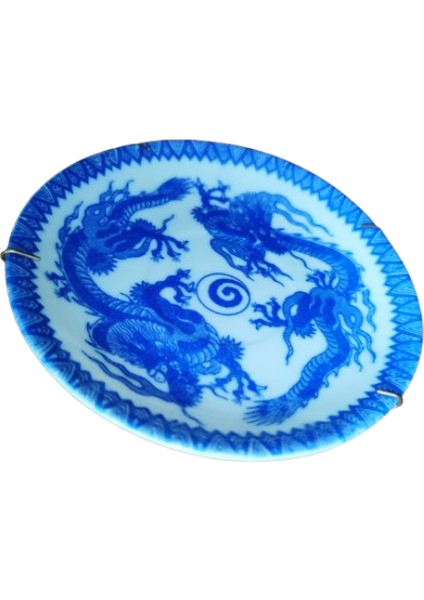 Antik/vintage El Boyaması, Kobalt Rengi, Ejderhalı Japon Tabağı fiyatları