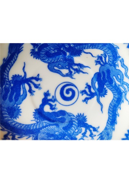 Antik/vintage El Boyaması, Kobalt Rengi, Ejderhalı Japon Tabağı fırsatları
