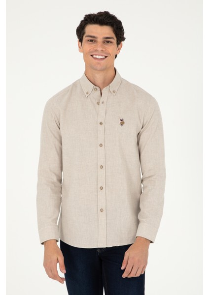 Erkek Bej Gömlek Basic 50293980-VR011
