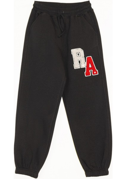 Dmb Ra Harfli Erkek Şardonlu Eşofman Altı - Siyah