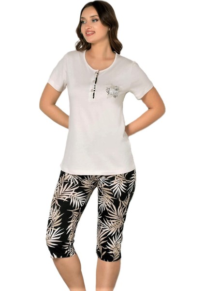 Yazlık Kısa Kol Kadın Kapri Pijama Takımı