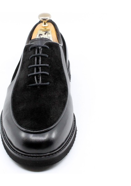 Hakiki Deri Bağcıklı Siyah Süet Oxford Klasik Ayakkabı 24244 modelleri