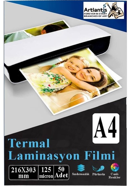 Laminasyon Filmi Parlak A4 50 Li 1 Paket 125 Mikron Laminasyon Kaplama Pvc Kaplama Poşeti 50 Adet