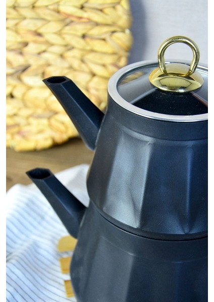 Alüminyum Siyah Granit Çaydanlık Takımı, 2,3 L, Metal Saplı, Dayanıklı ve şık tasarım fiyatları