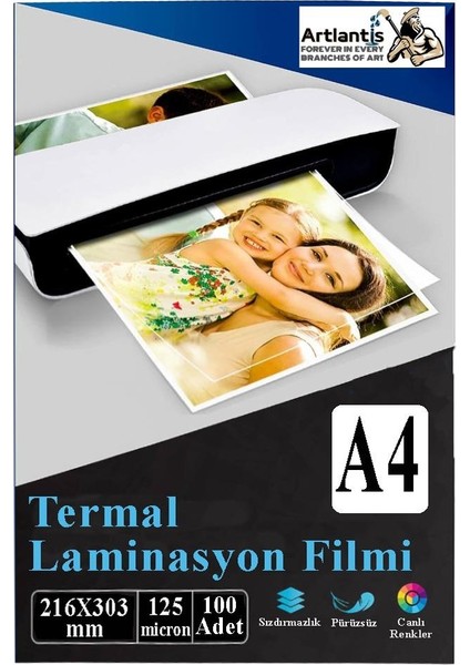 Laminasyon Filmi Parlak A4 100 Lü 1 Paket 125 Mikron Laminasyon Kaplama Pvc Kaplama Poşeti 100 Adet
