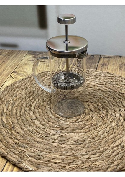 Tekno Trust Hometarz Cam French Press Filtre Kahve Demlik Bitki Çayı Potu Kahve Presi Metalik 350ML