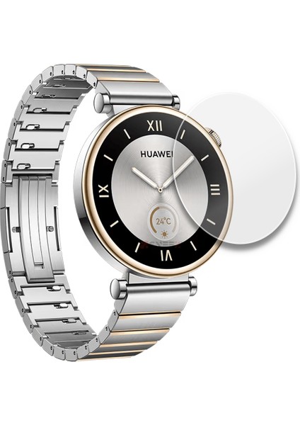 Huawei Watch Gt4 41MM Uyumlu Kolay Takılabilir Takma Aparatlı Temperli Cam Ekran Koruyucu