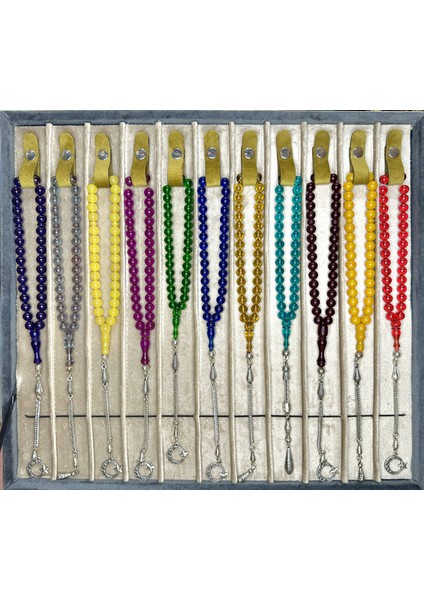 5 Adet Sıkma - Çubuk Kehribar Tesbih Karışık Model Küre Kesim T-450-3