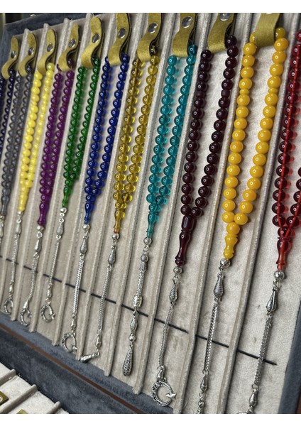 5 Adet Sıkma - Çubuk Kehribar Tesbih Karışık Model Küre Kesim T-450-3 modelleri