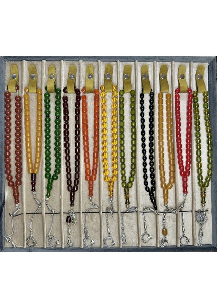 8 Adet Sıkma - Çubuk Kehribar Tesbih Karışık Renk/model T-451-6