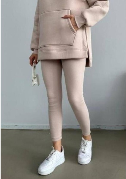 Ralsport Kadın Kapüşonlu Sweat Fitilli Tayt Takım