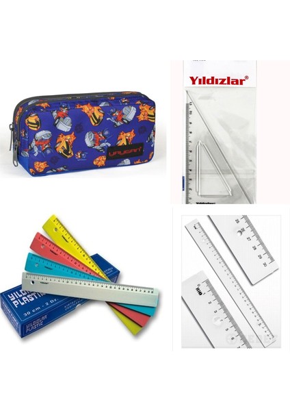 Kırtasiye Seti 4 Lü Gönye, Cetvel, Kalemlik fiyatları