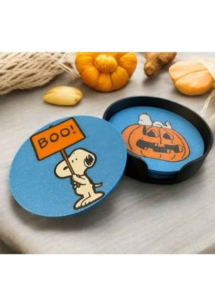 Snoopy Halloween Temalı "boo!" 6' Lı Bardak Altlığı Seti