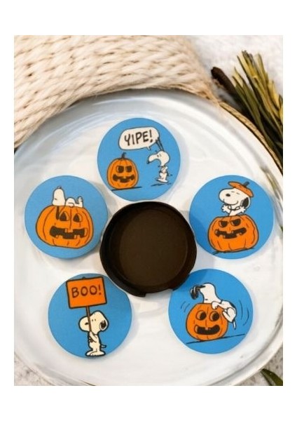 Snoopy Halloween Temalı "boo!" 6' Lı Bardak Altlığı Seti