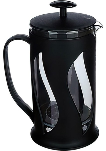 Süzgeçli French Press Çay ve Kahve Kupası 500ml Siyah Plastik