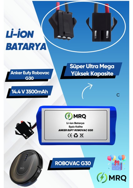 Anker Eufy Robovac G30 Robot Süpürge Bataryası (Süper Ultra Mega Yüksek Kapasite) 3500MAH Batarya