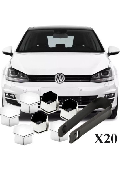Golf 7 2013-2016 Model Arası Uyumlu (20 Adet Şifresiz-1Z) Bijon Kapağı Takım Krom