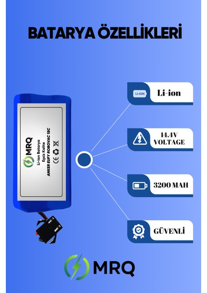 Anker Eufy Robovac 15C Robot Süpürge Bataryası (Ultra Mega Yüksek Kapasite) 3200MAH Batarya