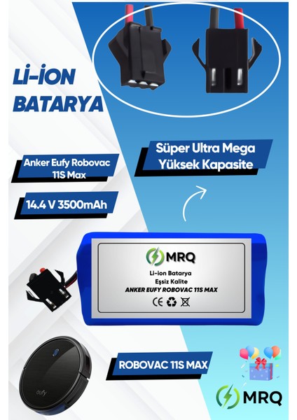 Anker Eufy Robovac 11S Max Robot Süpürge Bataryası (Süper Ultra Mega Yüksek Kapasite) 3500MAH Batarya