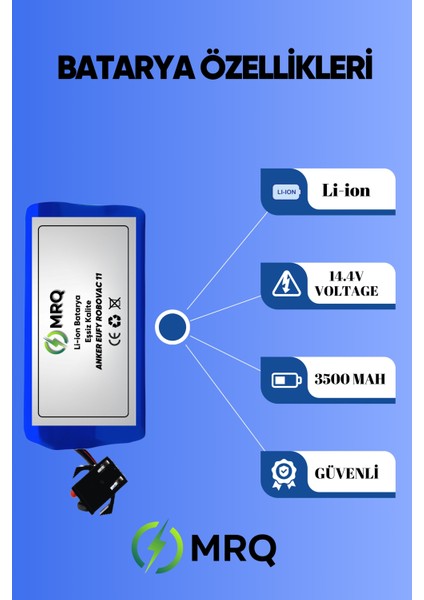 Anker Eufy Robovac 11 Robot Süpürge Bataryası (Süper Ultra Mega Yüksek Kapasite) 3500MAH Batarya