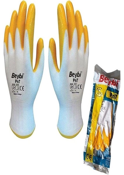 Nitril Sarı İş Eldiveni No:10 12'li Paket
