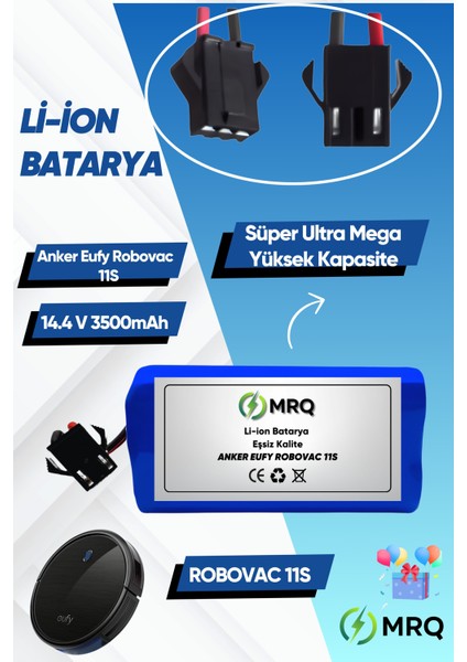 Anker Eufy Robovac 11S Robot Süpürge Bataryası (Süper Ultra Mega Yüksek Kapasite) 3500MAH Batarya