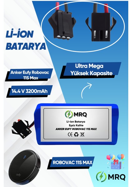 Anker Eufy Robovac 11S Max Robot Süpürge Bataryası (Ultra Mega Yüksek Kapasite) 3200MAH Batarya