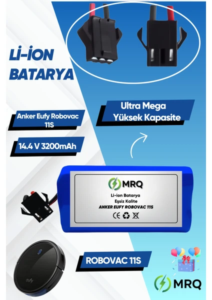 Anker Eufy Robovac 11S Robot Süpürge Bataryası (Ultra Mega Yüksek Kapasite) 3200MAH Batarya