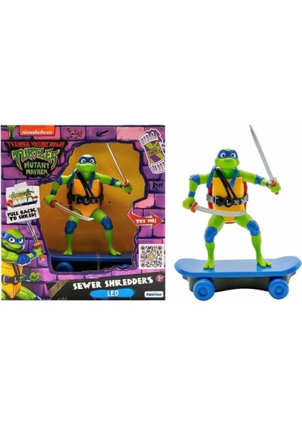 Nessi World TU814001 Tmnt Ninja Kaplumbağalar Çek Bırak Kaykay Figür - 71055