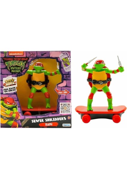 Nessi World TU814001 Tmnt Ninja Kaplumbağalar Çek Bırak Kaykay Figür - 71055