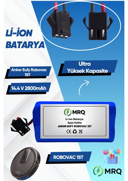 Anker Eufy Robovac 15T Robot Süpürge Bataryası (Ultra Yüksek Kapasite) 2800MAH Batarya