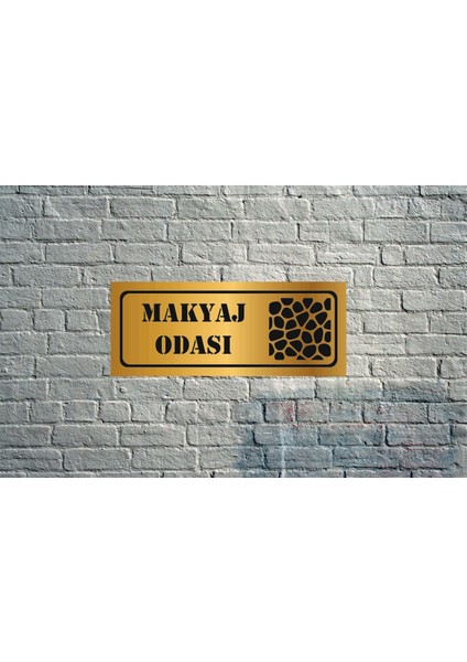 Dekoratif Makyaj Odası Yazılı Gold Aynalı Pleksi Yönlendirme Levhası fiyatları