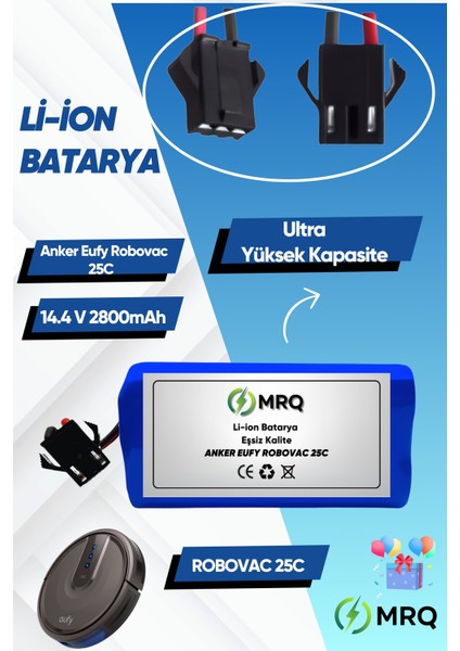 Anker Eufy Robovac 25C Robot Süpürge Bataryası (Ultra Yüksek Kapasite) 2800MAH Batarya