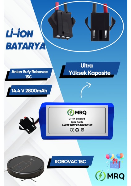 Anker Eufy Robovac 15C Robot Süpürge Bataryası (Ultra Yüksek Kapasite) 2800MAH Batarya