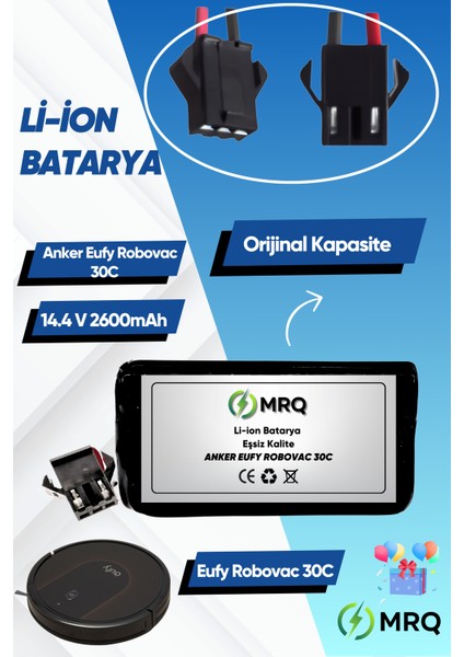Anker Eufy Robovac 30C Robot Süpürge Bataryası (Orijinal Kapasite) 2600MAH Batarya