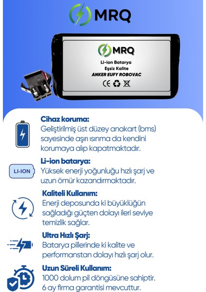 Anker Eufy Robovac Robot Süpürge Bataryası (Orijinal Kapasite) 2600MAH Batarya modelleri