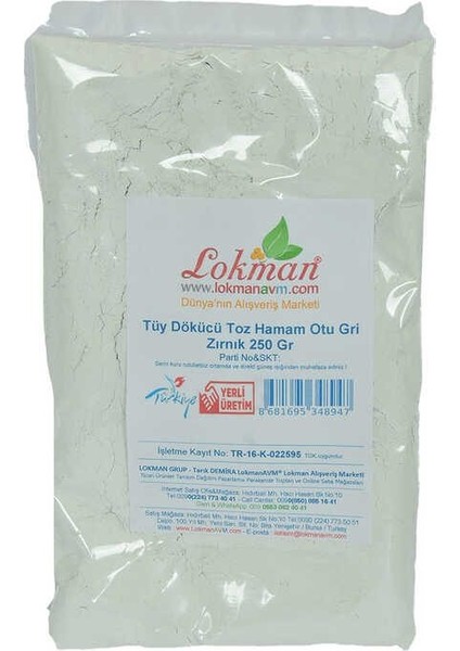 Tüy Dökücü Toz Hamam Otu Gri Zırnık Bay Bayan 250 gr Paket