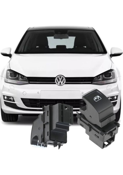 Golf 7 2013-2016 Model Arası Uyumlu Arka Sol Sürücü Tarafı Kromlu Tekli Cam Açma Düğmesi